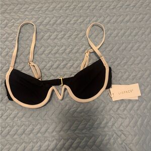 l*space Black and Cream Two-Tone Underwire Bikini Top